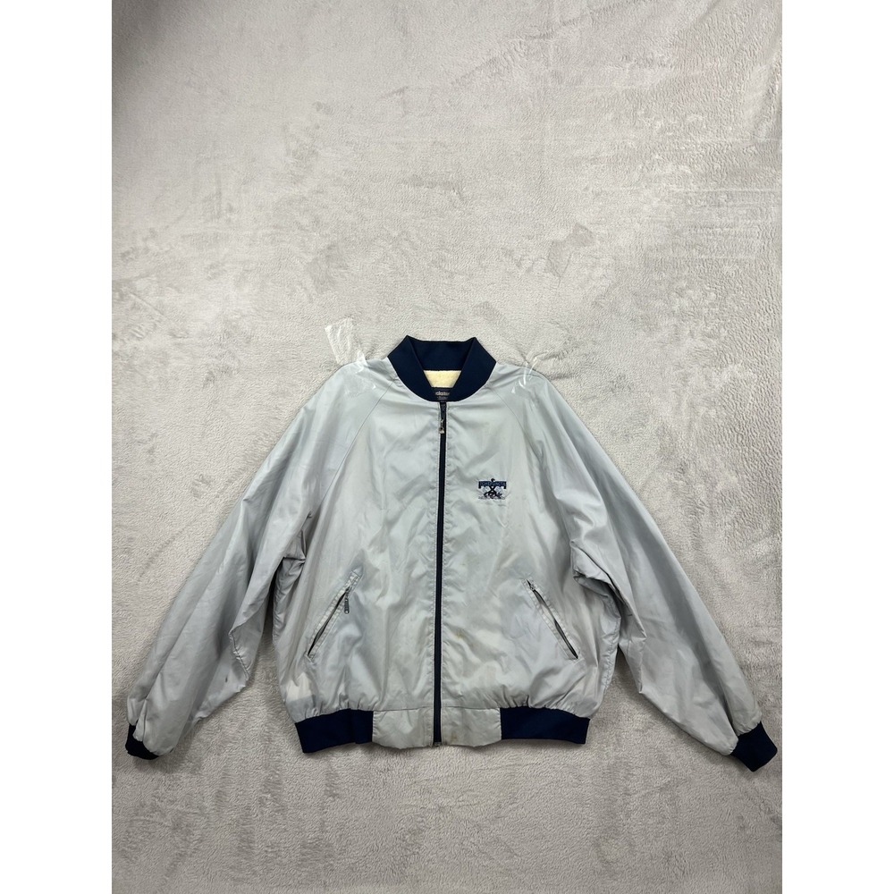 VTG Duckster Mens Gray Bomber Jacket Windbreaker Embroidered "Tchefuncta CC" XL